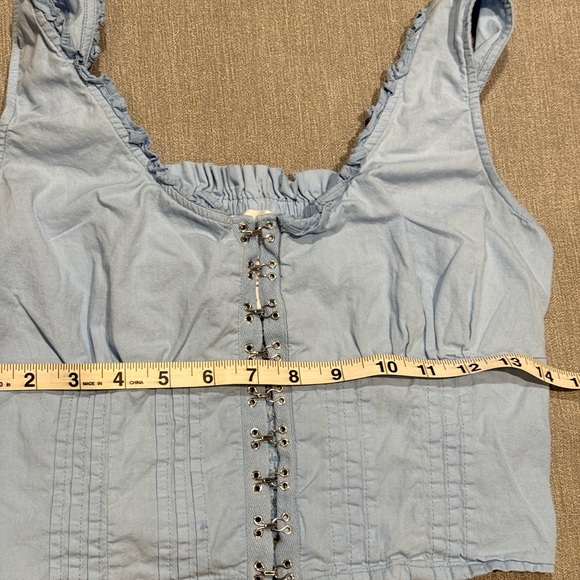 Japna Steel Blue Hook-Front Blouse - Picture 7 of 7